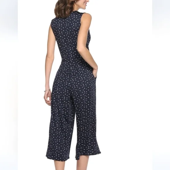 Nina Leonard Navy Cropped Leght Jumpsuit - Picture 2 of 5